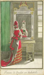 Dame se regardant dans le miroir, publié vers 1688-90